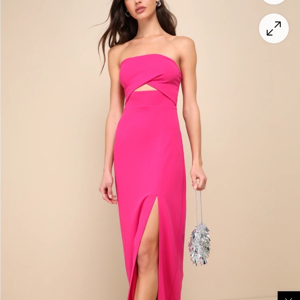 Lulu's Vibrant Pink Strapless Dress